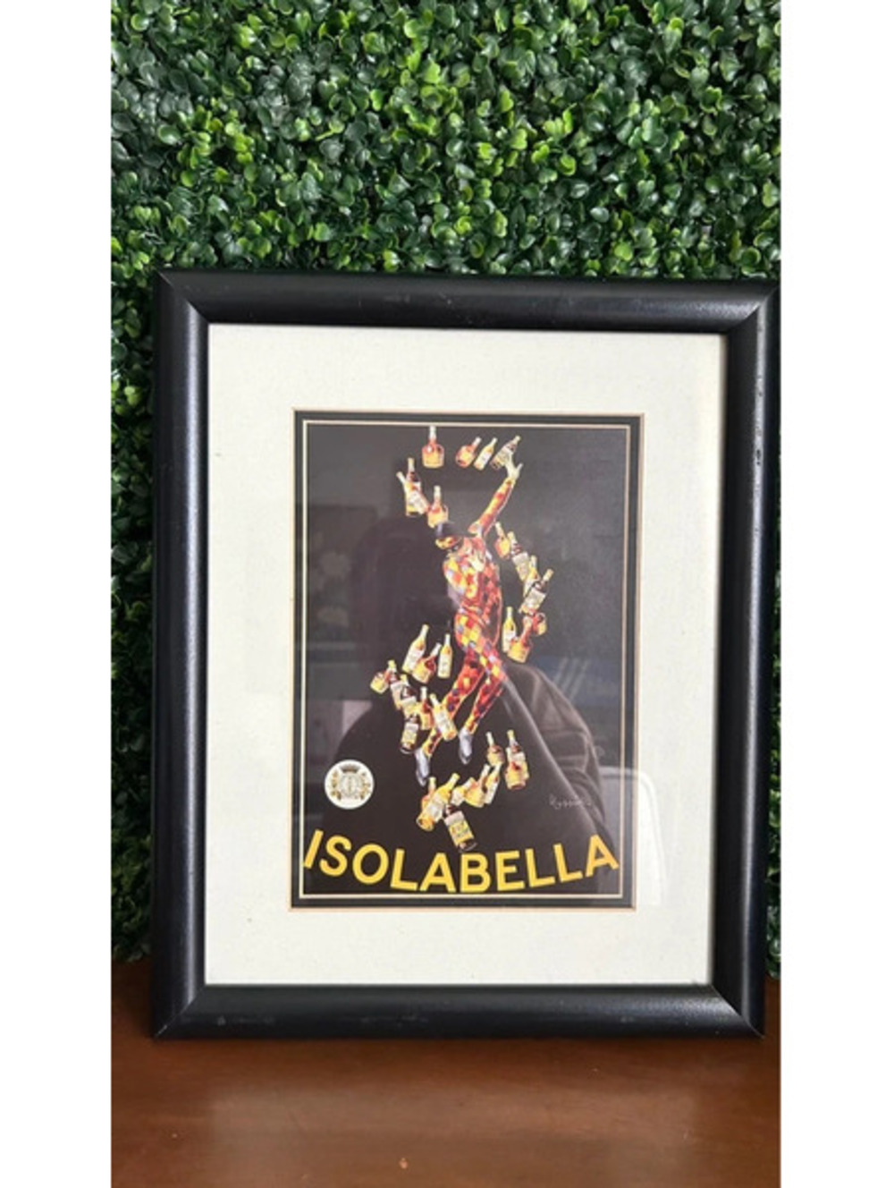 Vintage Isolabella Milano Liquor Advertising Print Harlequin Framed 16x13